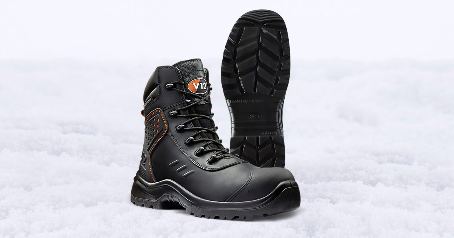 Safety boots on snow