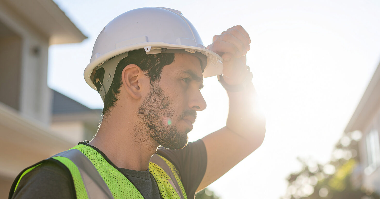 Summer construction worker in sun